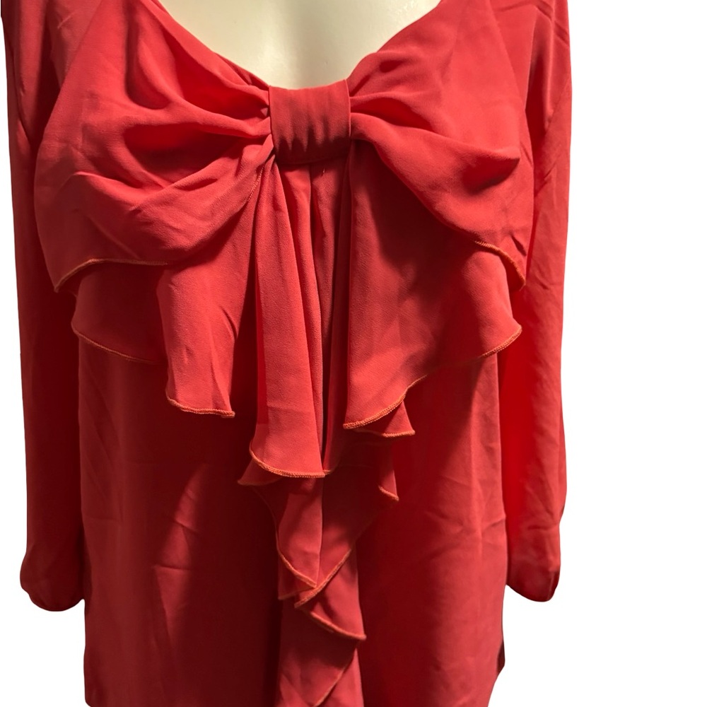 Investments Red Ruffle Bow Front Blouse - Picture 13 of 14